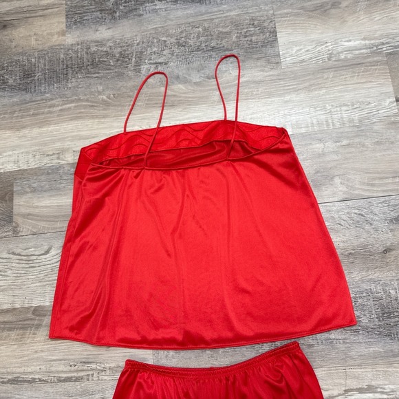 Vintage JCPenney Red Nylon Pajama Set 2 Pc Camisole Pants Lounge Sleepwear USA M - Picture 4 of 8